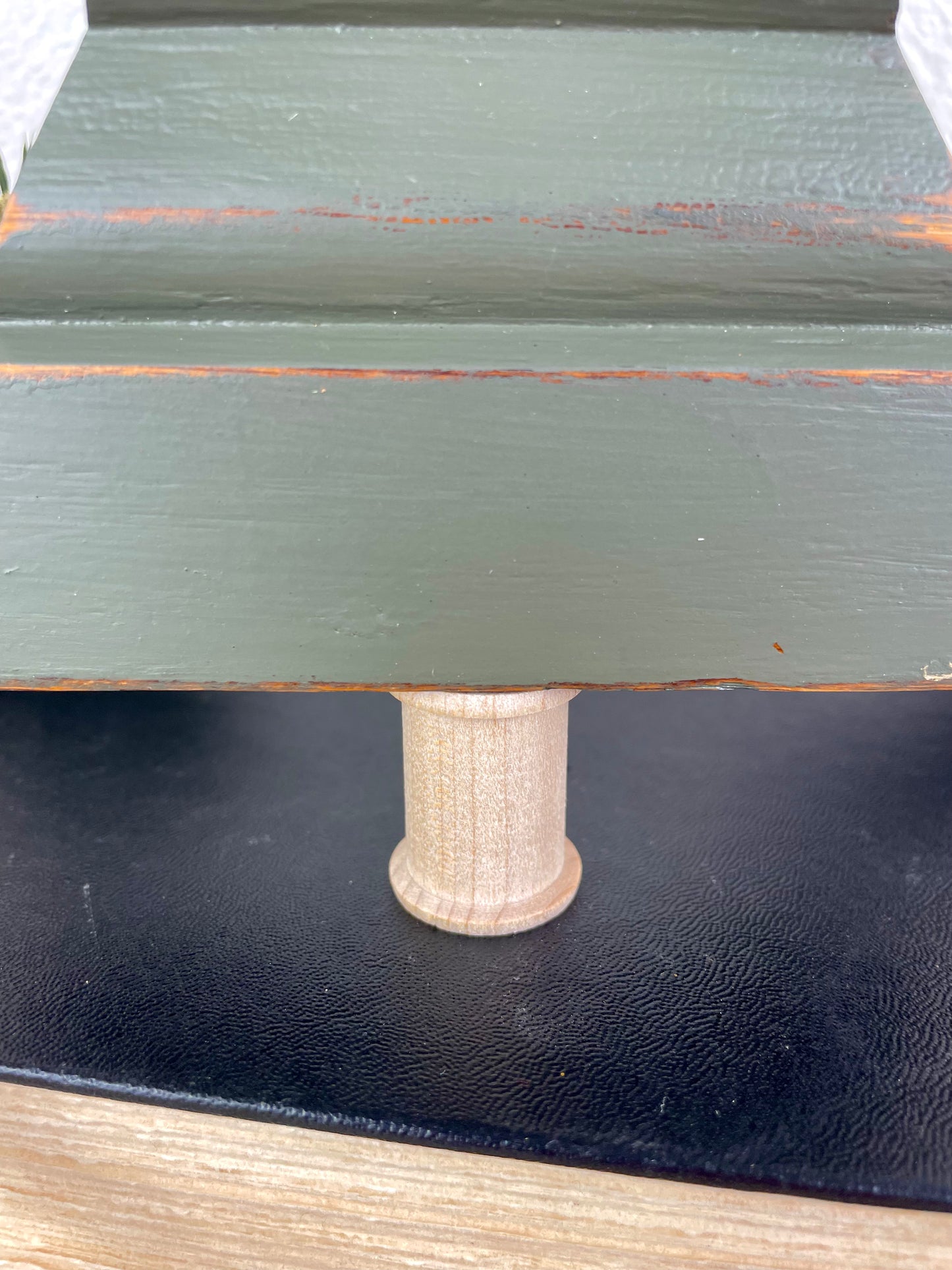 Upcycled Small Vintage Trim Green Christmas Tree with White Poinsettia