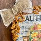 Handmade Upcycled Autumn Sign with Beaded Hanger