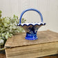 Vintage Delft Blue Hand Painted Porcelain Mini Basket