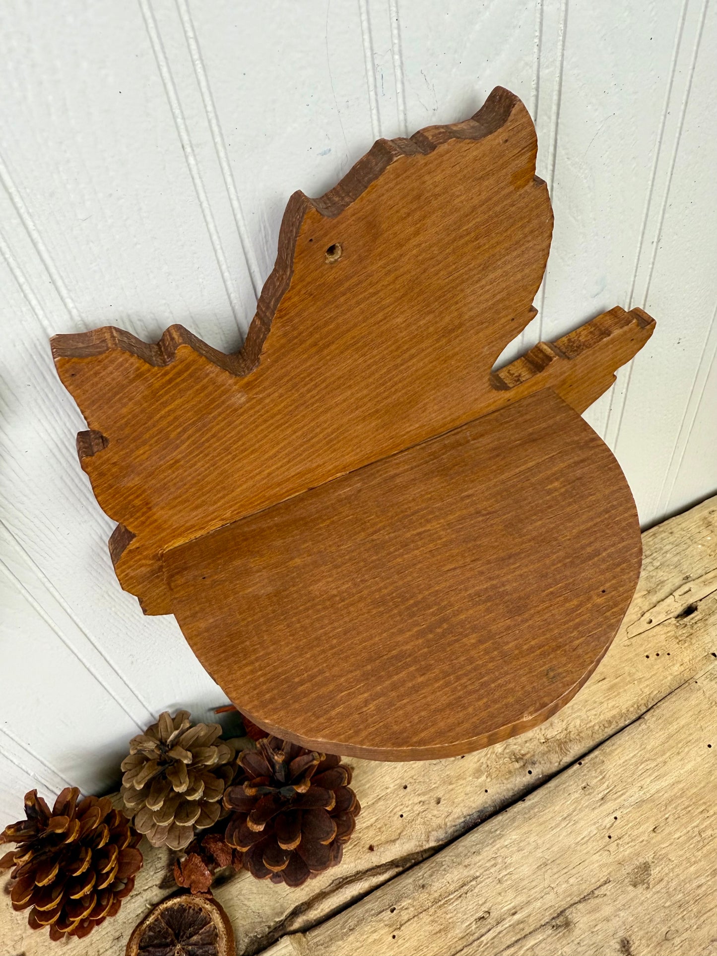 Vintage Handmade Wooden Maple Leaf Shelf Set