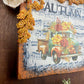 Handmade Upcycled Autumn Sign with Beaded Hanger