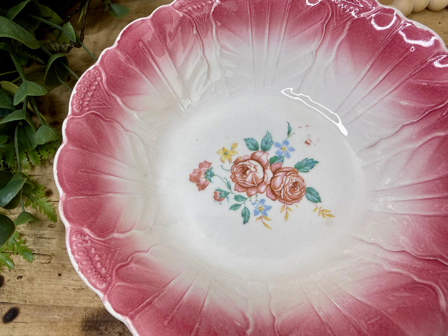 Vintage Wheelock Trademark Floral Serving Bowl