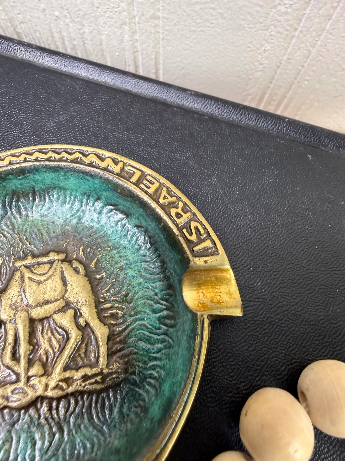 Vintage Solid Brass Ashtray from Israel