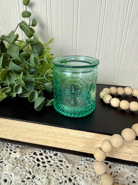 Vintage Blue Glass Candle Votive