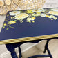 Hand Painted Blue Side Table with Yellow Florals- Shipping Included