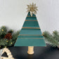 Upcycled Small Vintage Trim Forest Green Christmas Tree with Gold Poinsettia