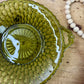 Vintage Indiana Glass Avocado Green Two-Handled Relish Dish