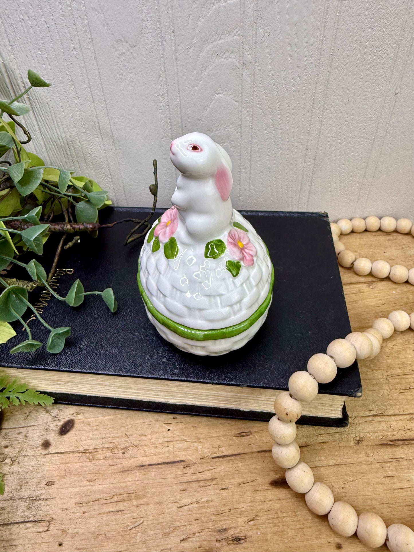 Vintage Avon Bunny Ceramic Trinket Box- New Old Stock