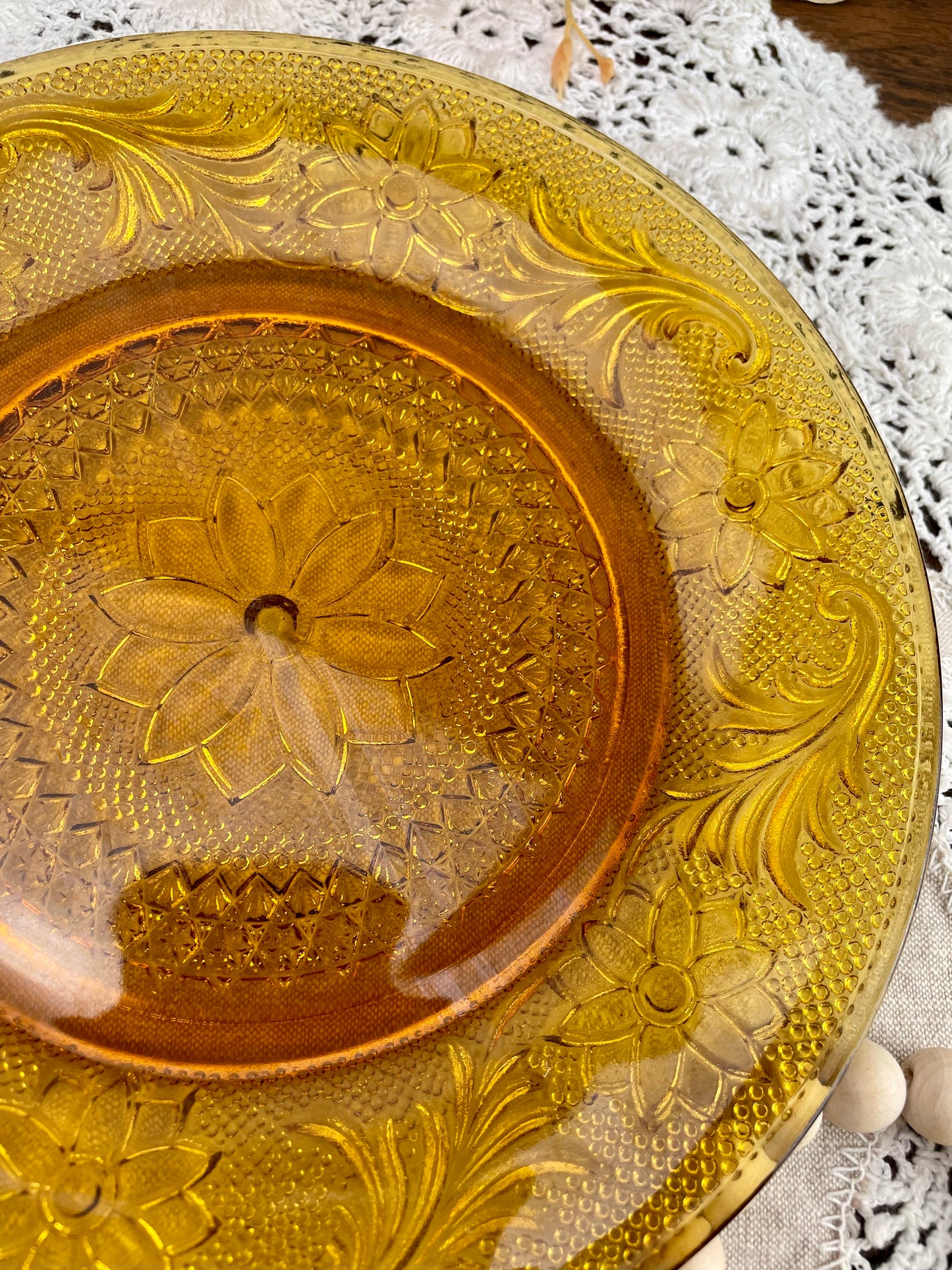 Vintage Indiana Glass Tiara Amber Salad Plate