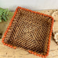 Vintage Wicker Napkin Basket with Beaded Trim