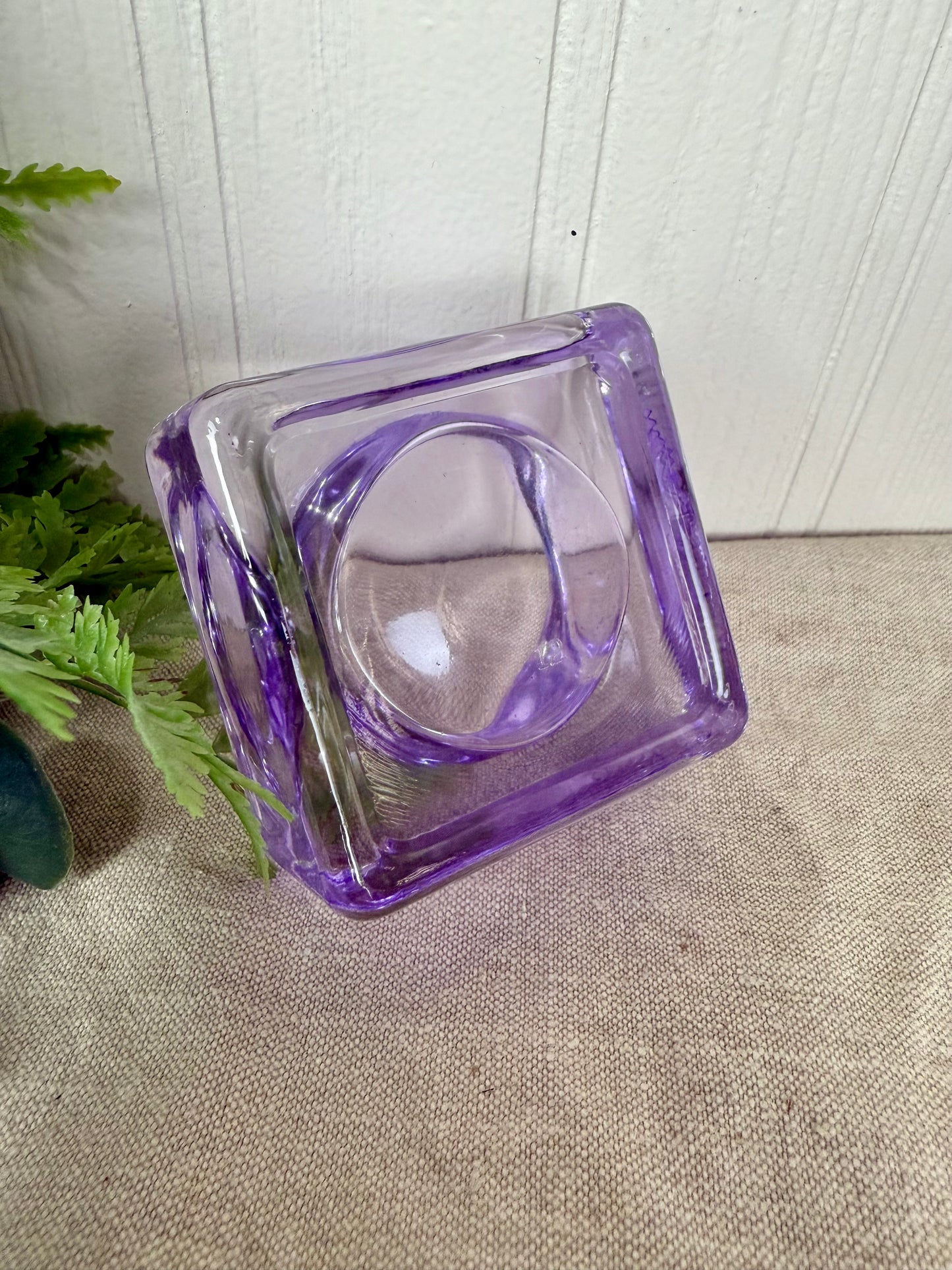 Vintage Purple Glass Square Candle Votive