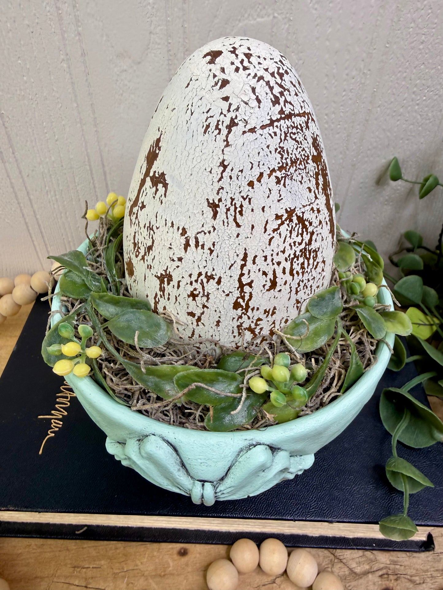 Handmade Upcycled Mint Egg Nest