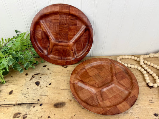 Vintage Woven Wood Divided Plates