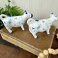 Vintage Enesco Delft-Style Porcelain Cow Salt and Pepper Shakers