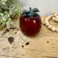 Vintage Crackle Art Glass Red Apple Figurine
