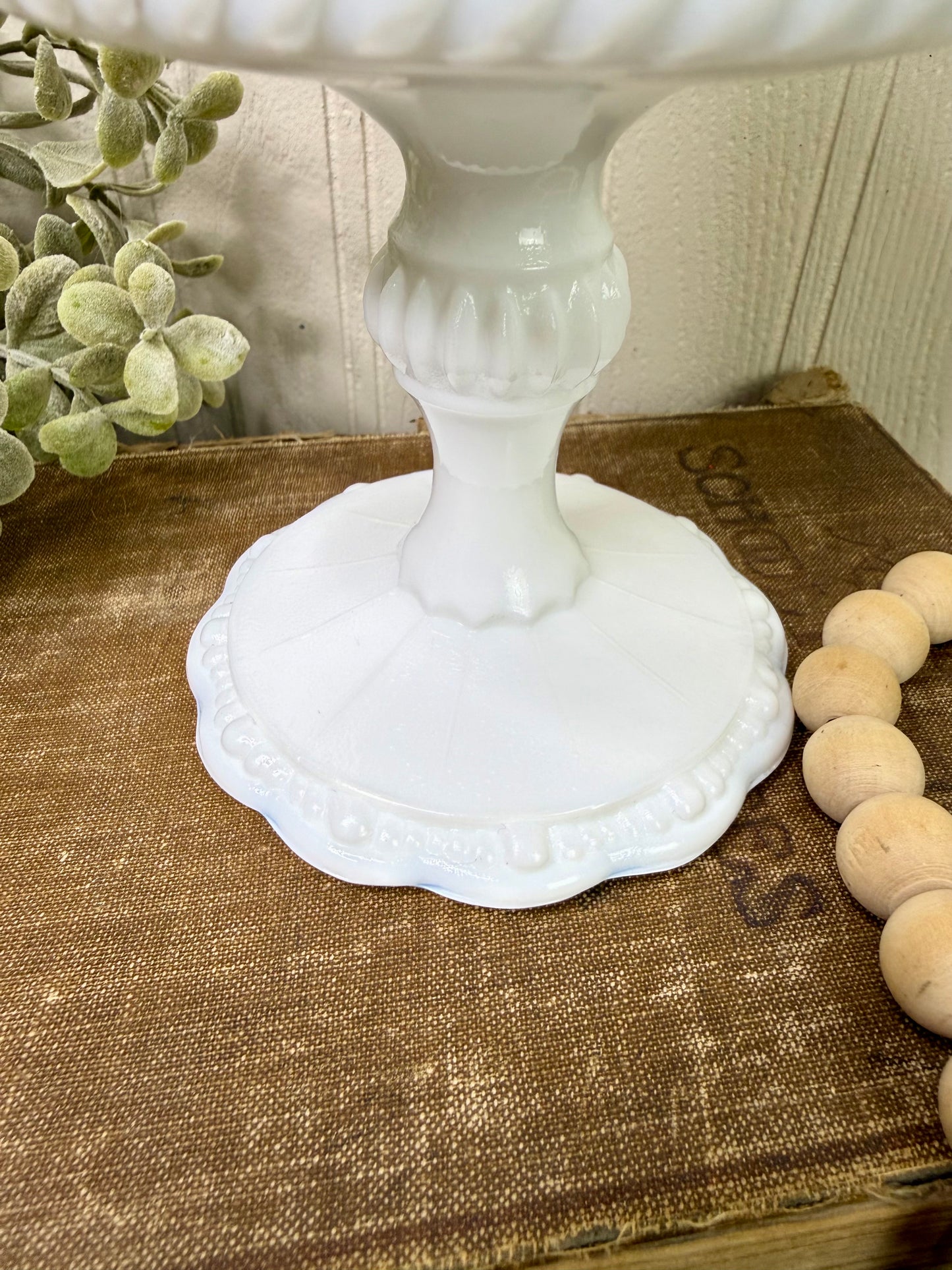Vintage Indiana Glass White Milk Glass Pedestal Compote Dish