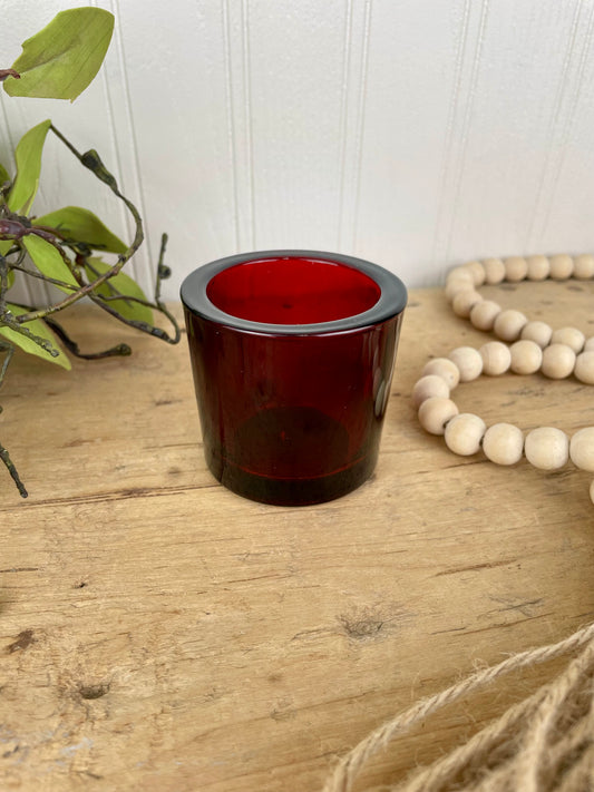 Vintage Ruby Red Glass Candle Votive
