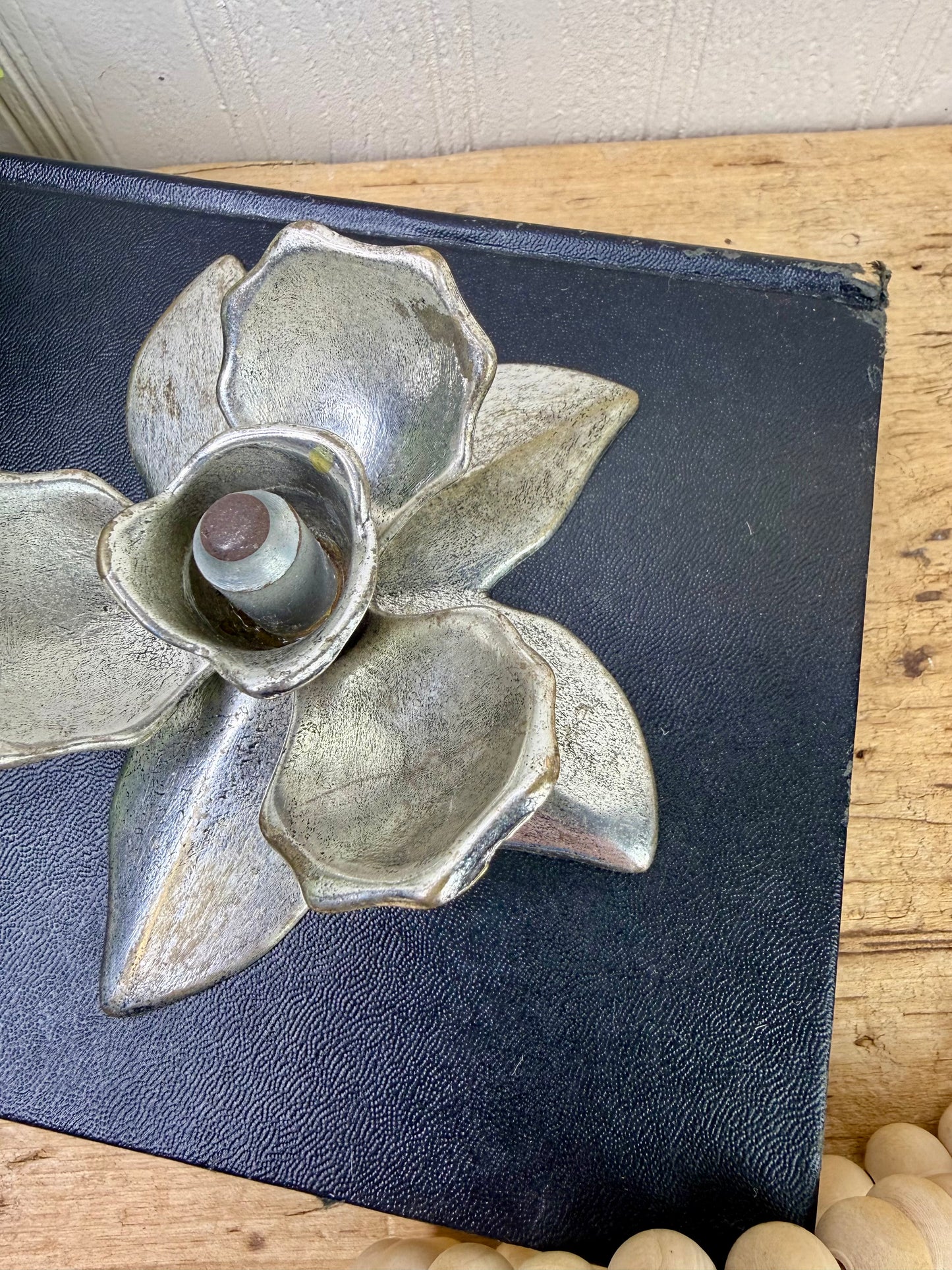 Vintage Brass Lotus Flower with Silver Finish