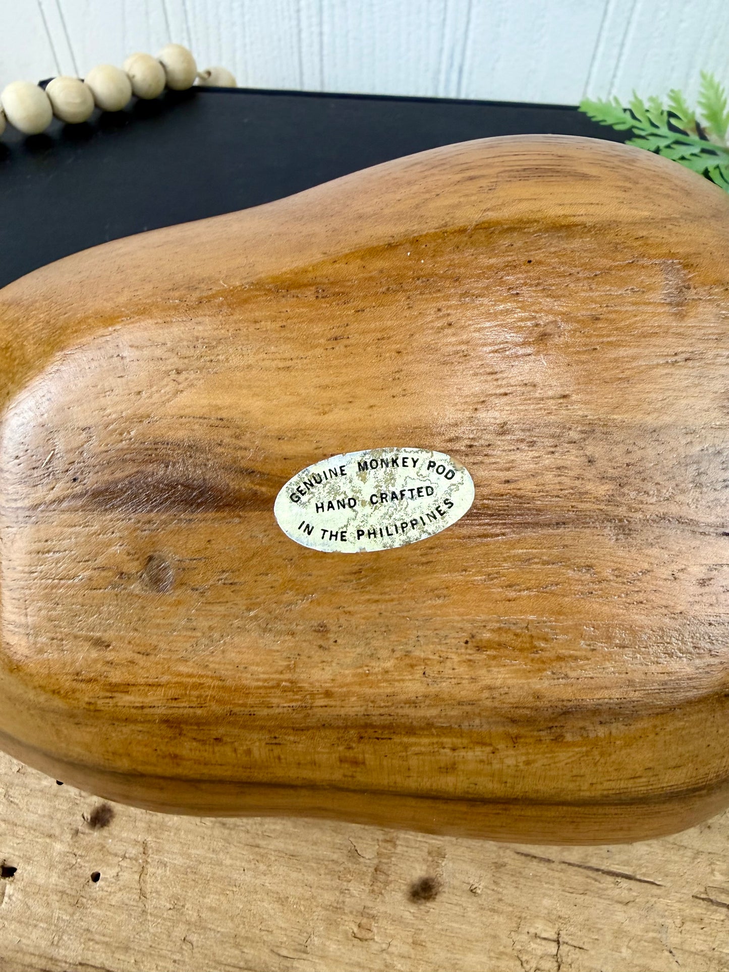 Vintage Mid-Century Monkey Pod Wood Bowl