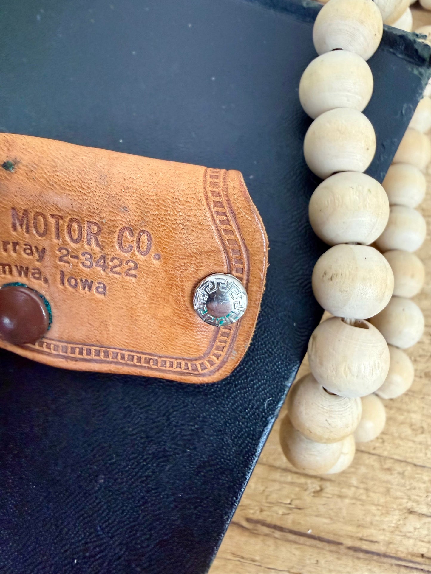 Vintage Promotional Leather Key Fob from Ottumwa, IA- Glover Motor Co.