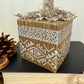 Handmade Reclaimed Wood Tribal Print Block Pumpkin