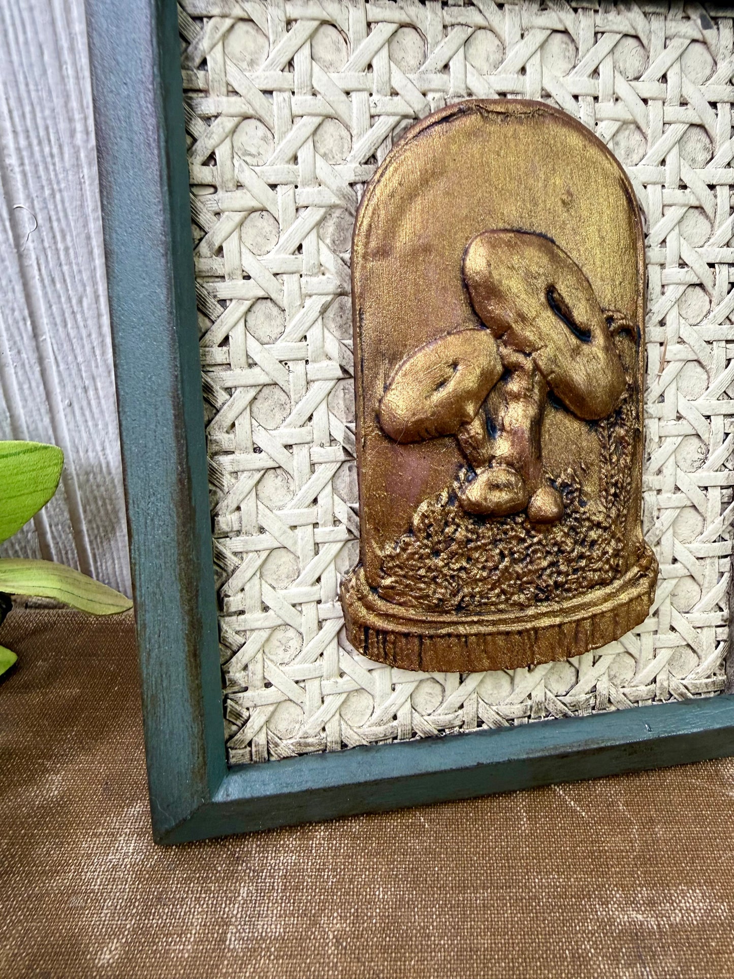 Handmade Upcycled Framed Art with Mushrooms #2
