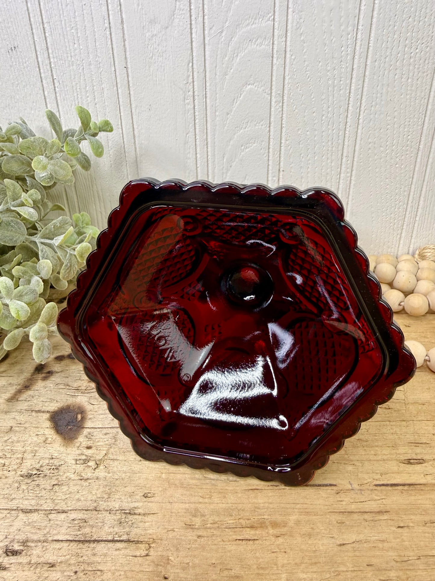 Vintage Avon Cape Cod Ruby Red Glass Hurricane Lamp Base