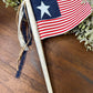 Handmade Spindle Flag with Stripe Pattern