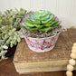 Upcycled Mini Washtub Faux Succulent Plant- Pink