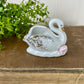 Vintage Porcelain Swan Toothpick Holder with Pink Flowers