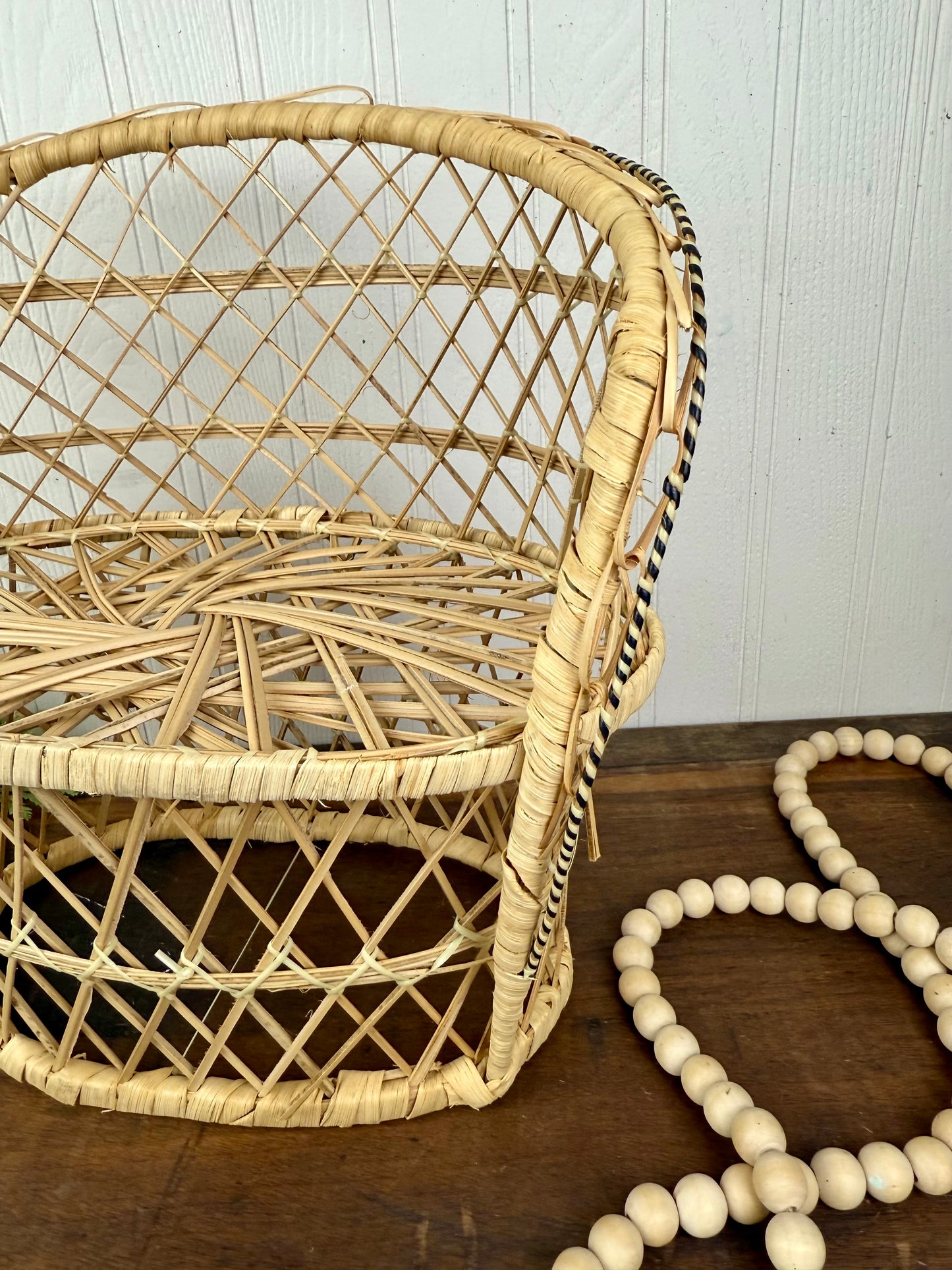 Vintage Miniature Peacock Wicker Loveseat