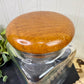 Vintage Dolphin Thailand Glass Canister with Teak Wood Lid