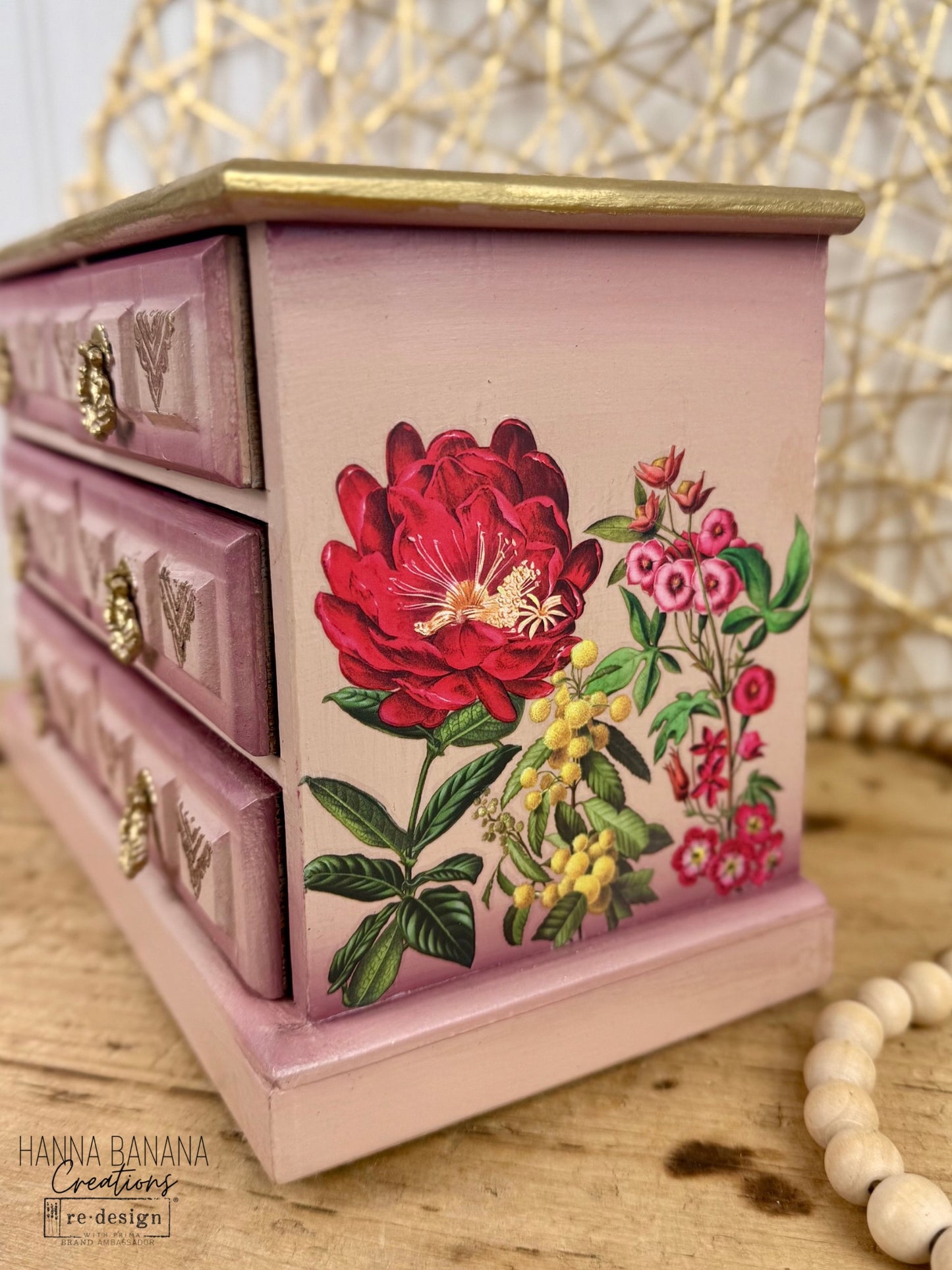Hand Painted Pink & Burgundy Ombre Jewelry Box