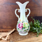 Vintage Porcelain Arnart Floral Double Handle Vase