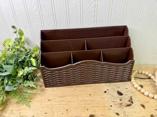 Vintage 1970’s Action Industries Faux Wicker Letter Organizer