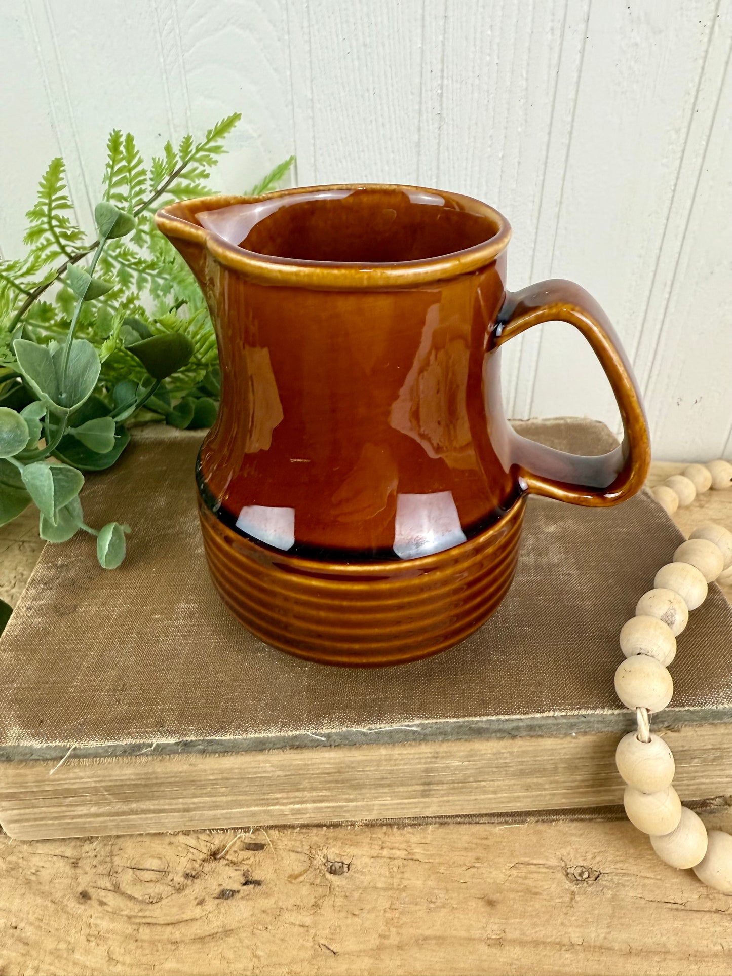Vintage Brown Stoneware Creamer