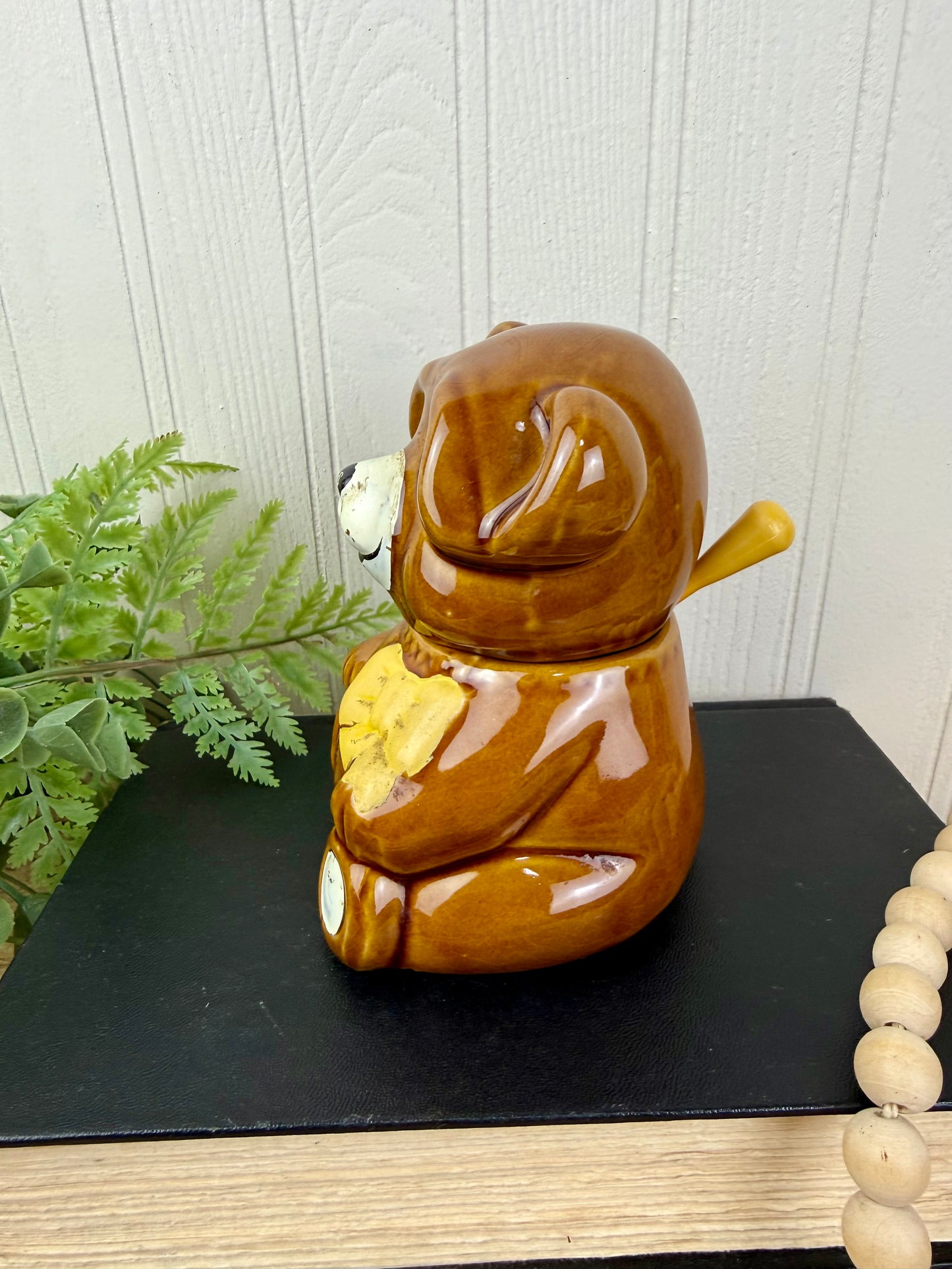Vintage 1980’s Ceramic Bear Honey Pot with Dipper