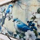 Handmade Upcycled Blue Bird Window Wall Art with Hanging Hooks- Shipping Included