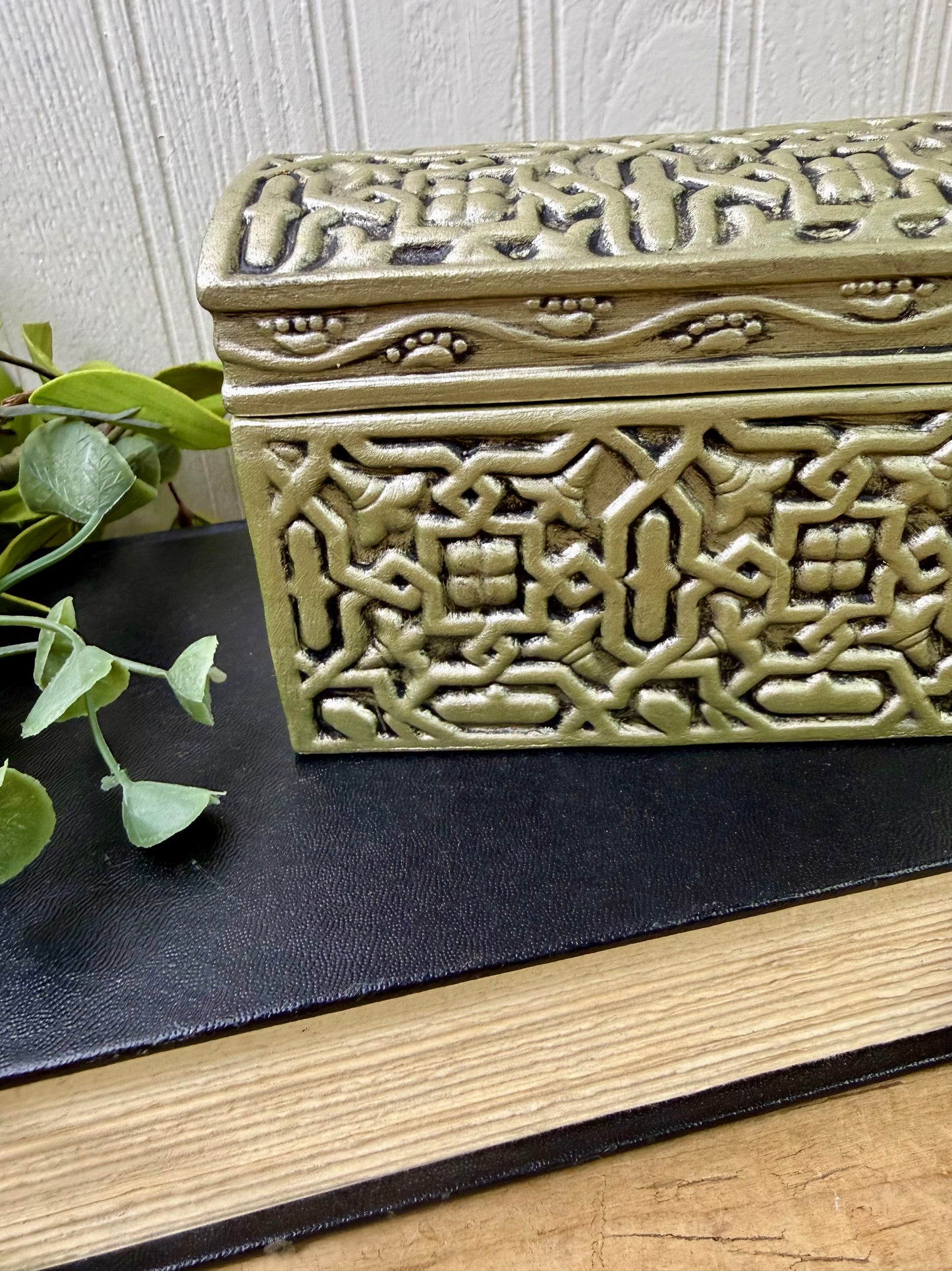 Upcycled Metallic Painted Ceramic Trinket Box