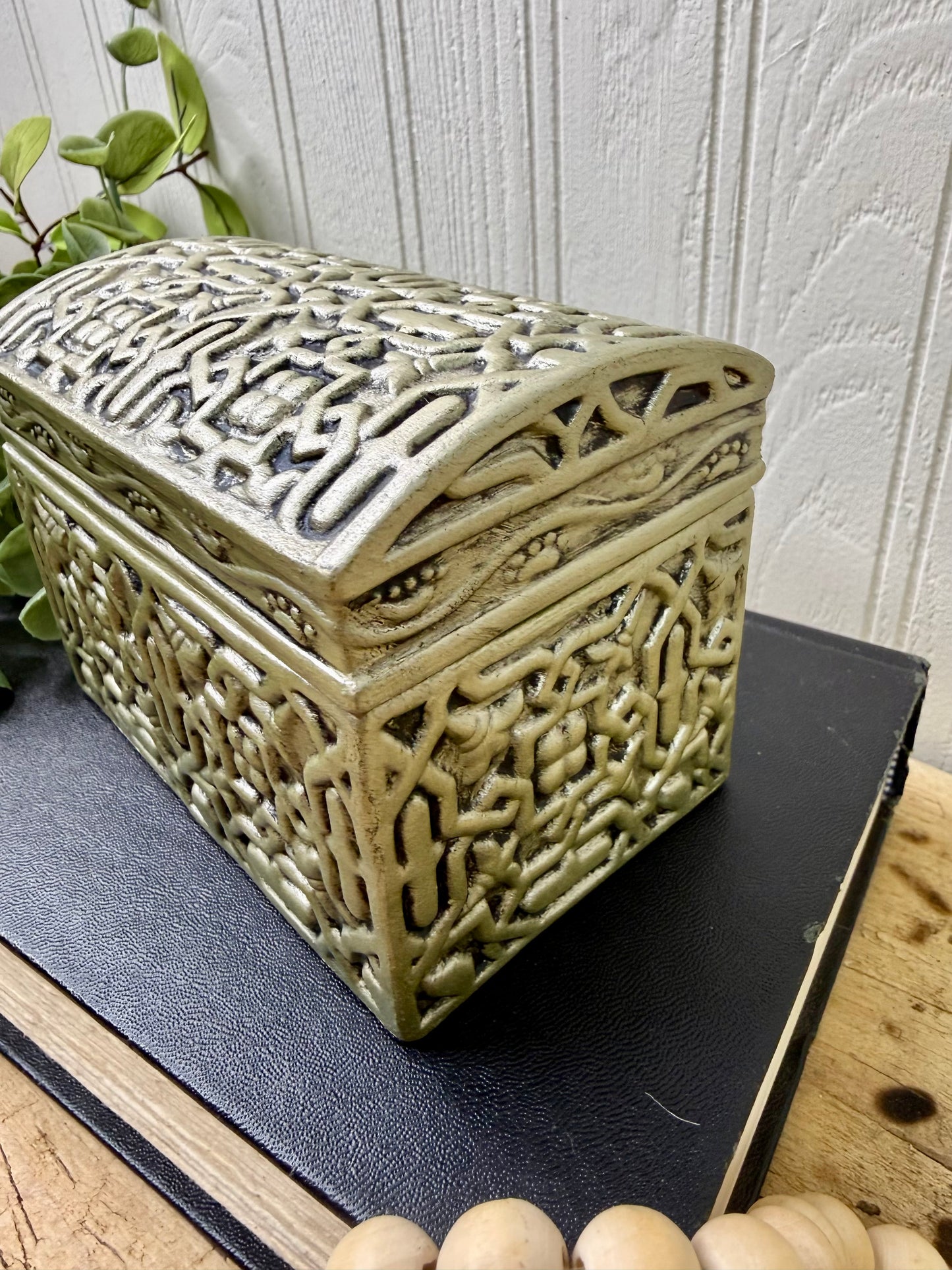 Upcycled Metallic Painted Ceramic Trinket Box