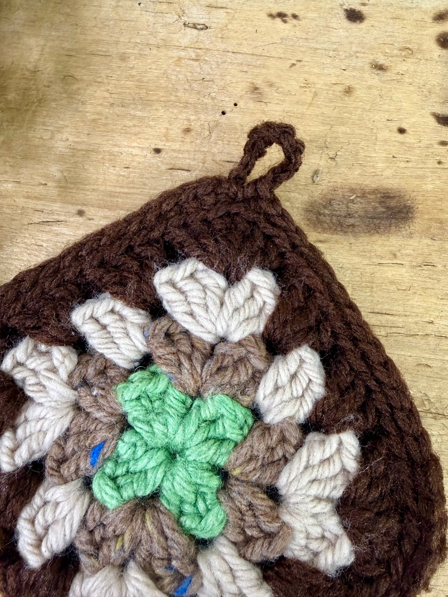 Vintage Crocheted Granny Square Potholder