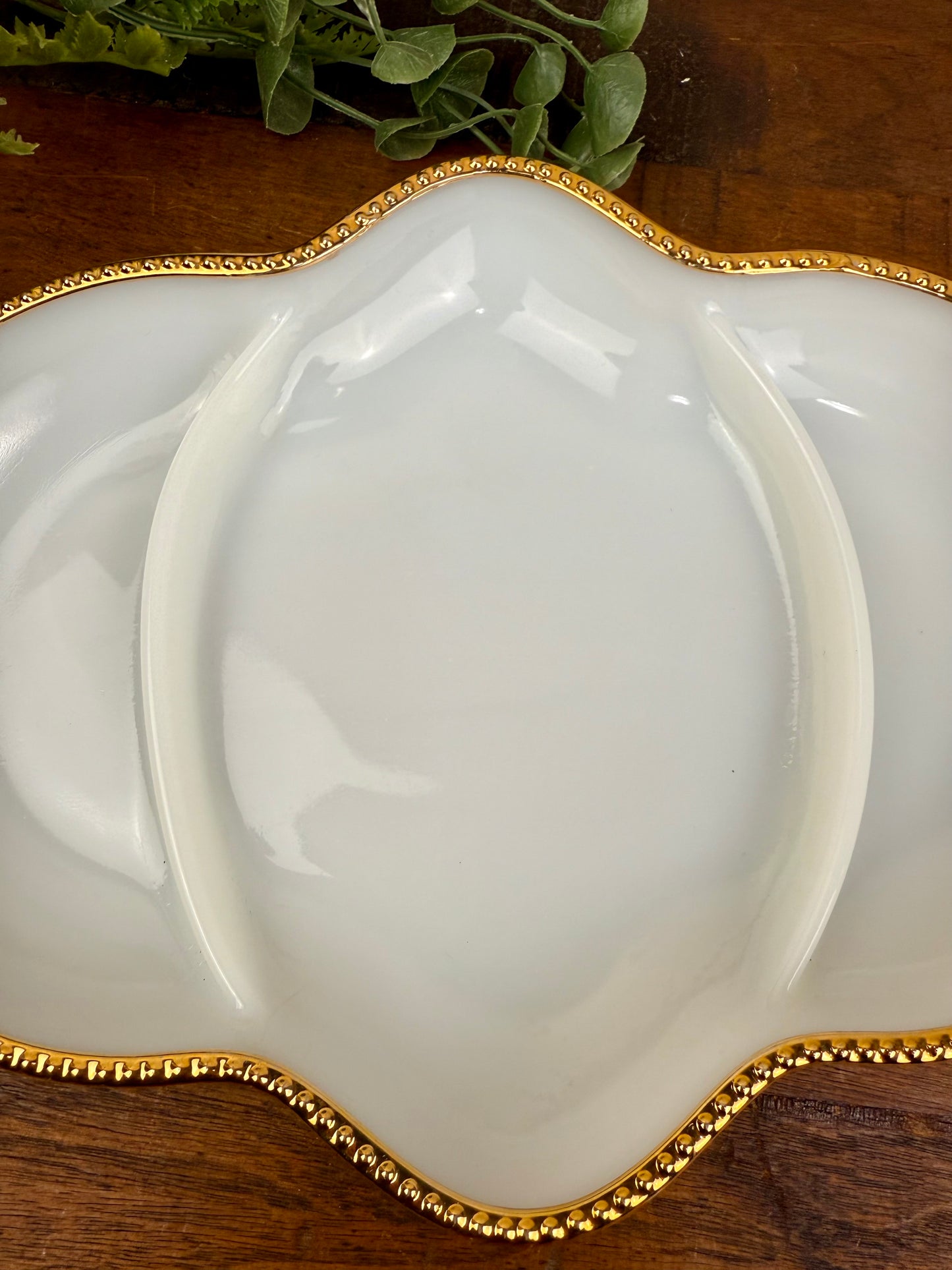 Vintage Fire King Milk Glass Divided Relish Dish