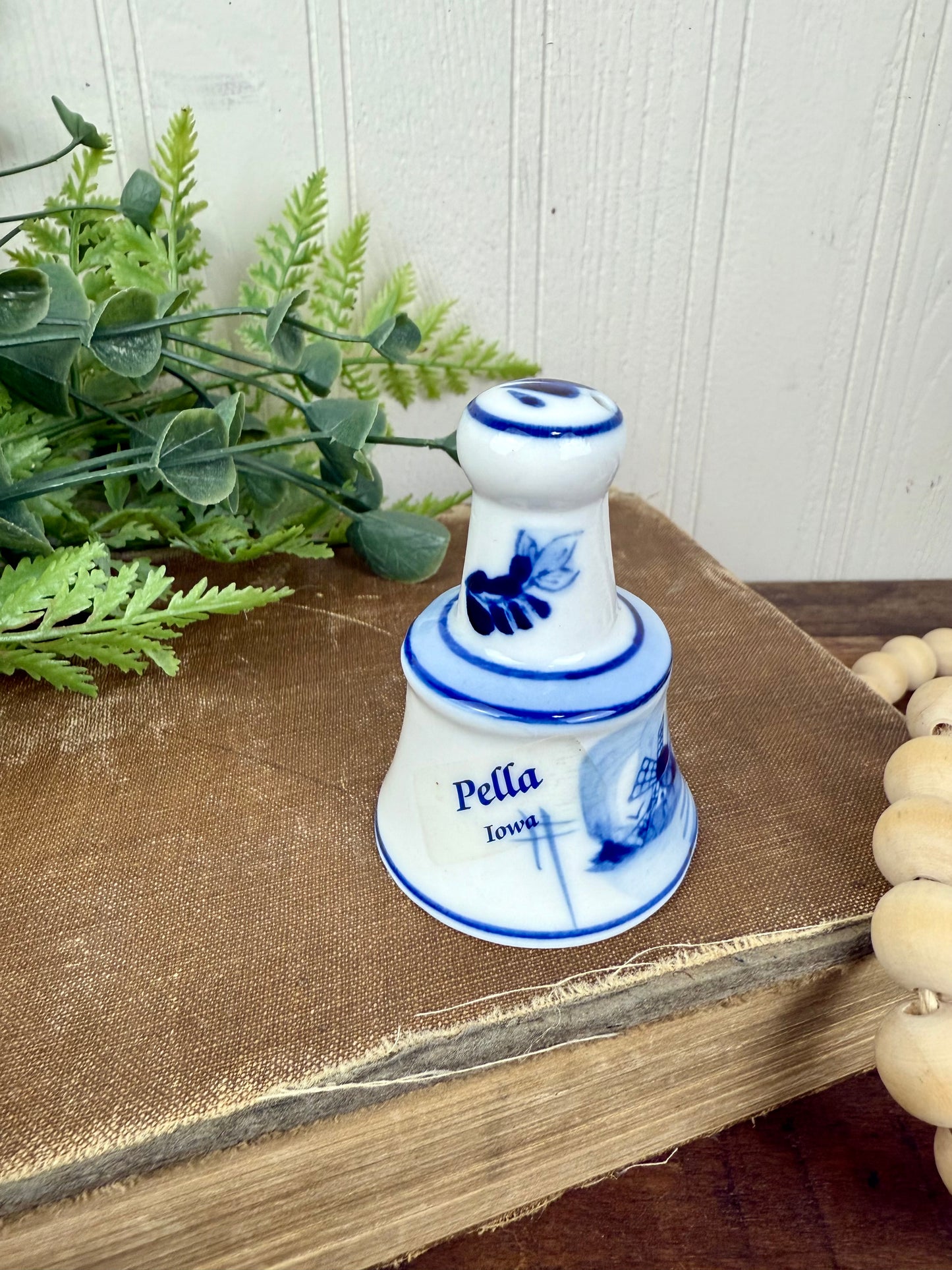 Vintage Hand Painted Delft Porcelain Figurine from Pella, Iowa