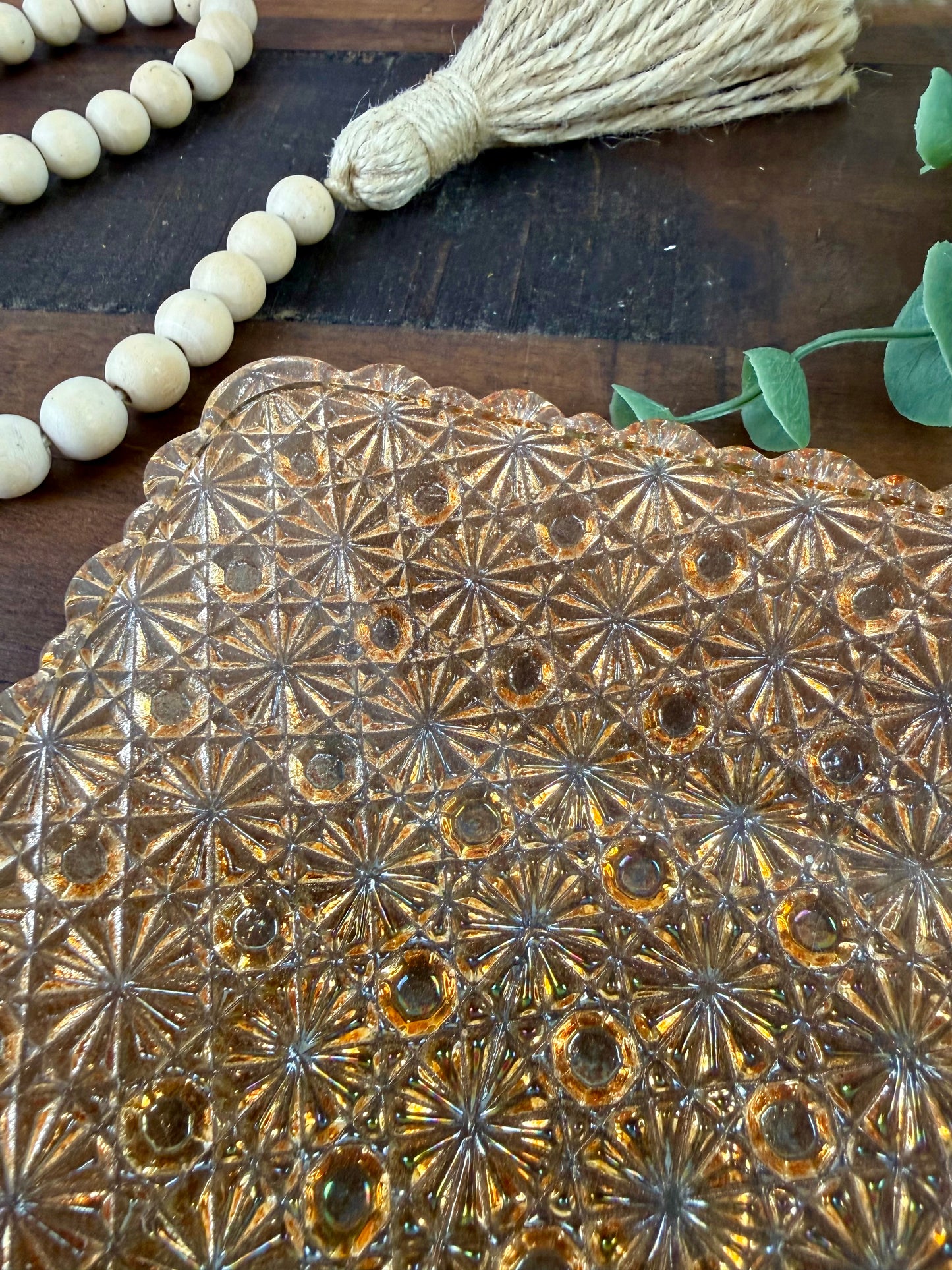 Vintage Daisy & Buttons Patterned Trinket Plate