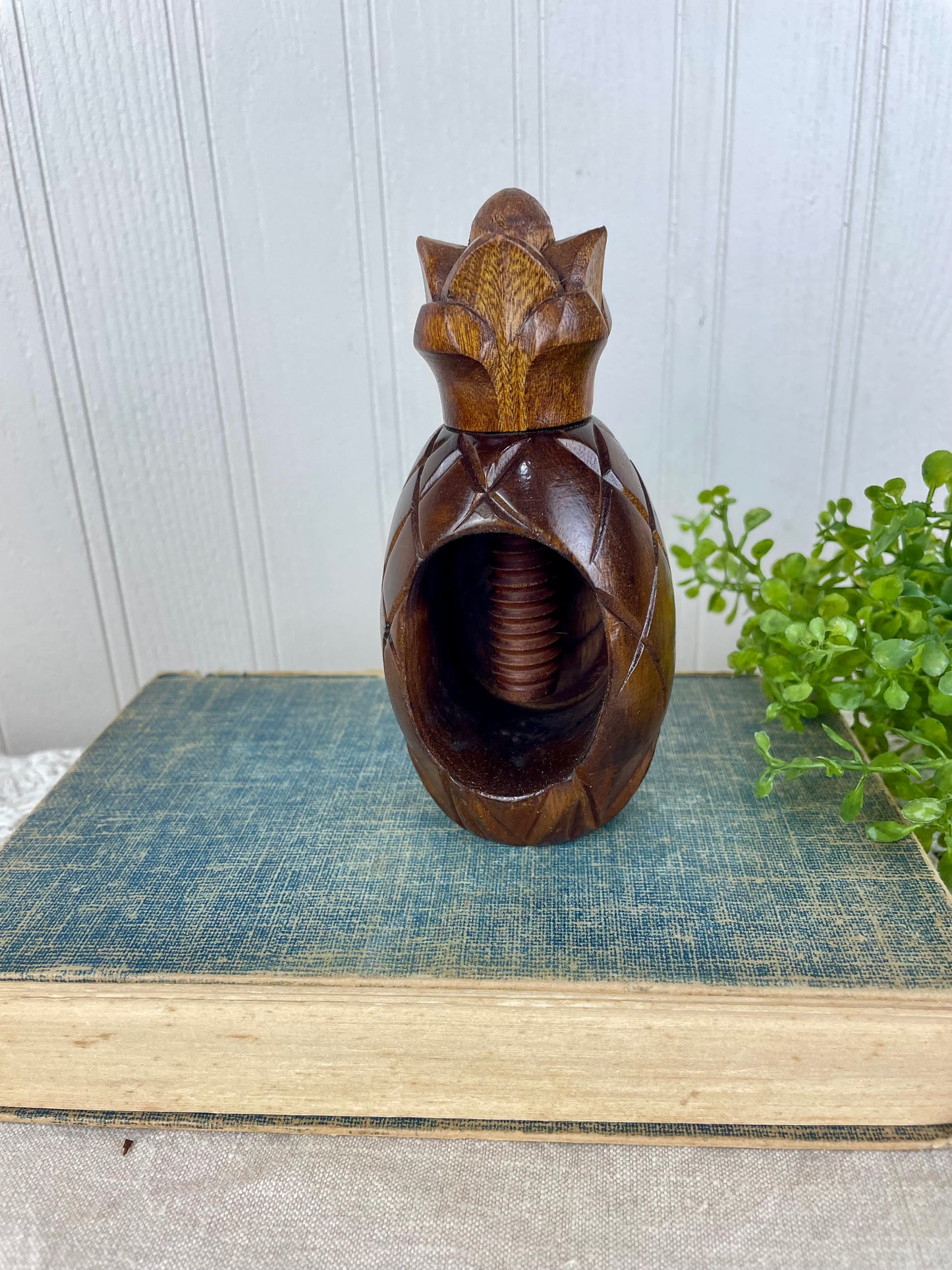 Vintage Carved Wood Pineapple Nutcracker