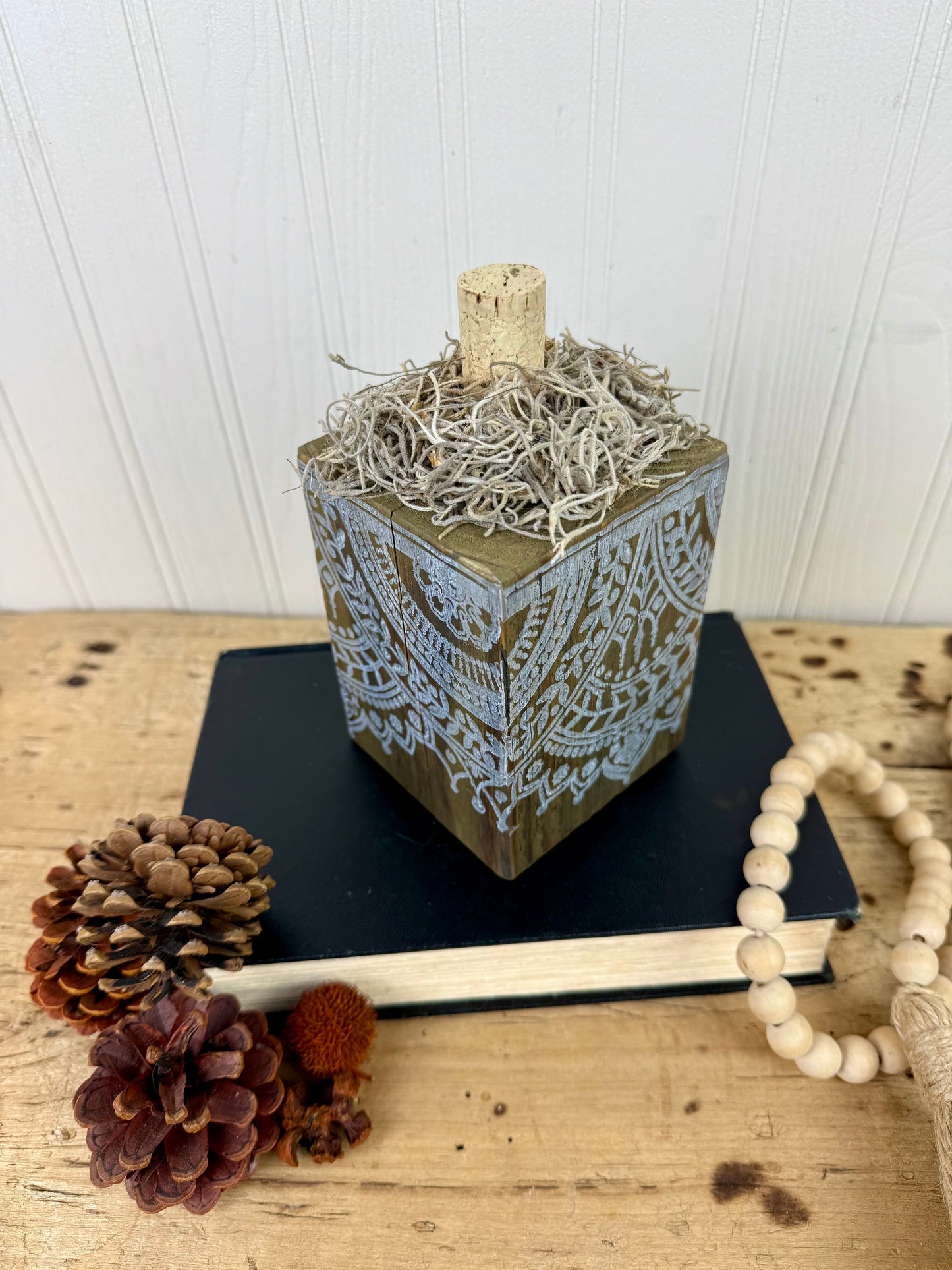 Handmade Reclaimed Wood Boho Block Pumpkin