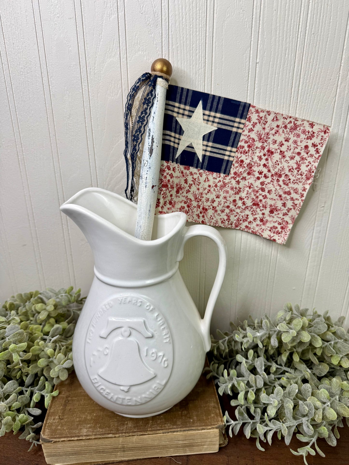 Handmade Spindle Flag with Floral Pattern