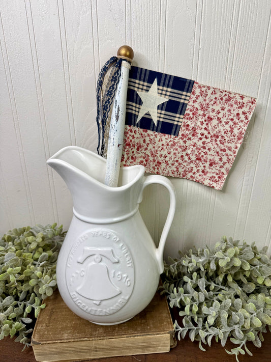 Handmade Spindle Flag with Floral Pattern