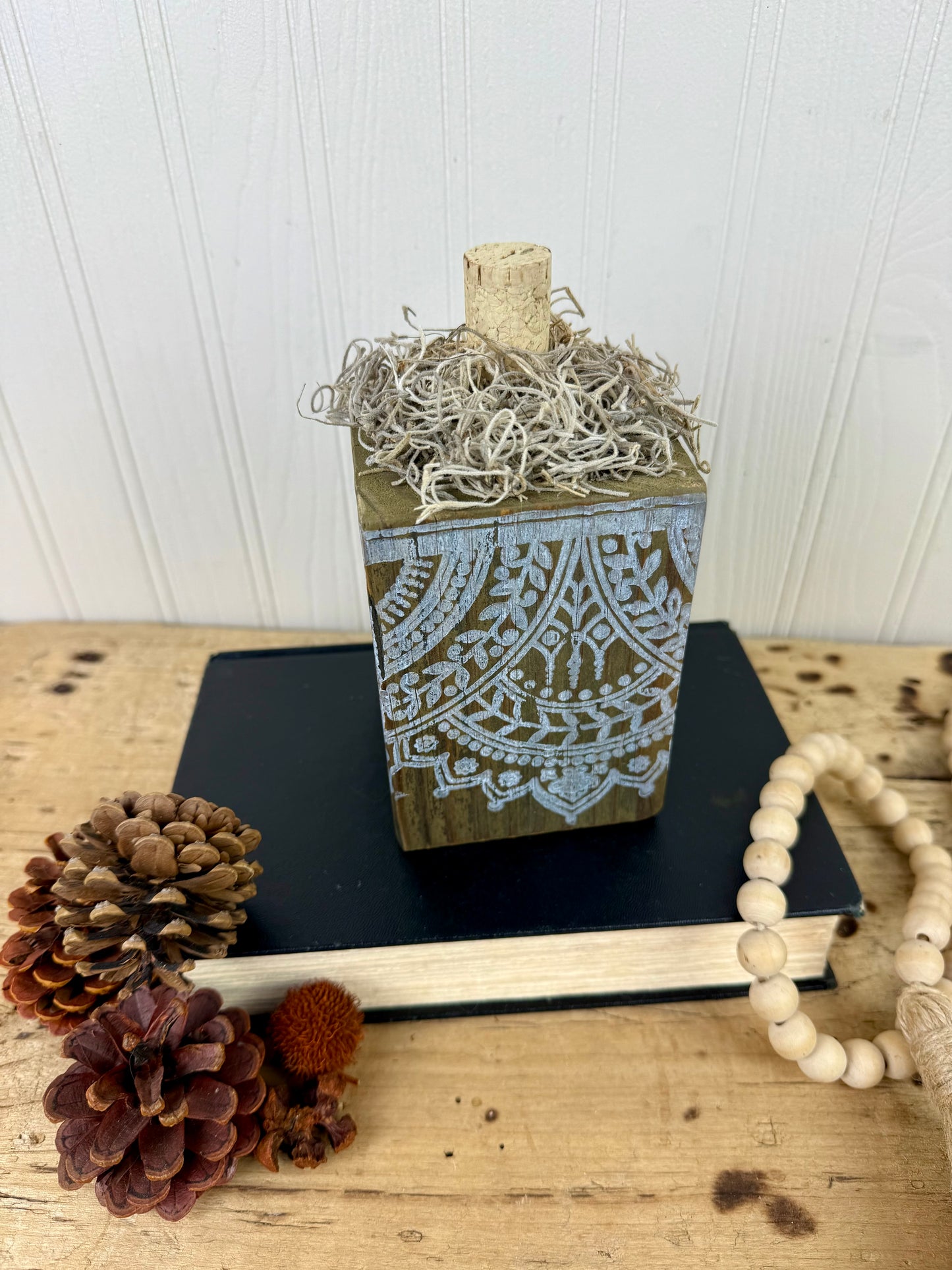 Handmade Reclaimed Wood Boho Block Pumpkin