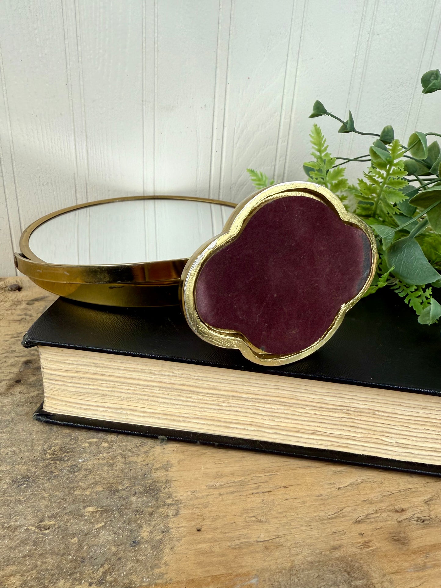 Vintage Double Sided Brass Tabletop Mirror